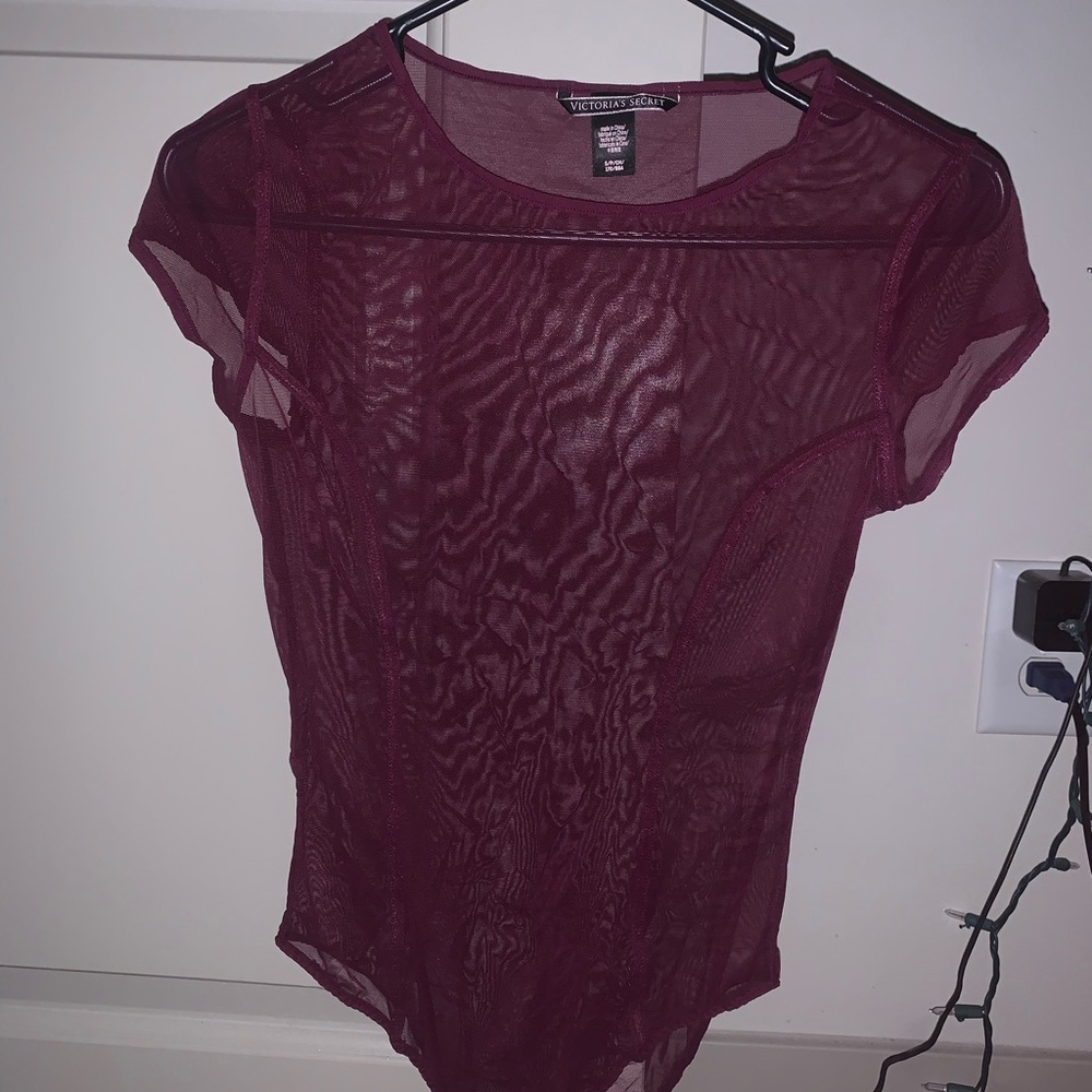 Victoria's Secret Burgundy Sheer Women's Top